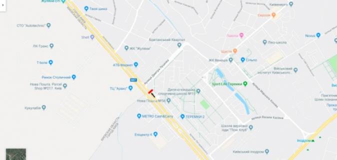 Billboard A in Kyiv, 3х6  Okruznaa doroga / st. Dmitria Lucenka, naprotiv TC "Araks", "Fokstrot" - v naav. av. Pobedy scheme