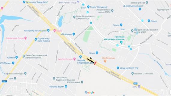 Billboard A in Kyiv, 3х6  st. B.Okruznaa - avtocentr "VOLVO"/ NOVUS / MakDonal'dz - naav. na Odes'ku pl.  scheme