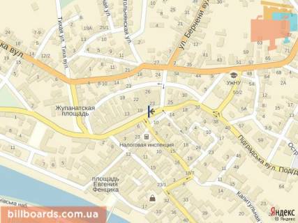 Citylight A in Uzhgorod m.Uzgorod st.Koratovica, vhid v rinok, TC Luksor plaza,  Zakarpatdental, v storonu pl.Postova scheme