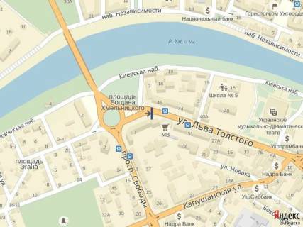 Citylight A in Uzhgorod, 1.2x1.8  m.Uzgorod st. L.Tolstogo bila bankiv BMB, Avtozaz, Finansova iniciativa,ditacogo majdancika Rosen, v storonu pl.Petefi scheme