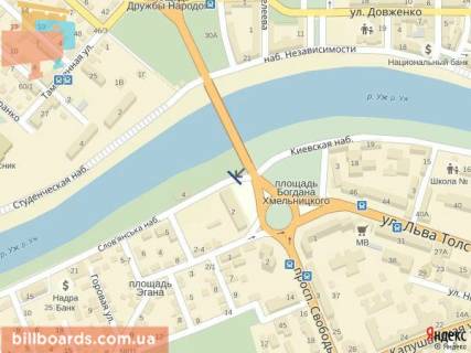 Citylight A in Uzhgorod m.Uzgorod Slov'ans'ka naberezna, bila got.Uzgorod, restoranu Venecia, v storonu Bozdoss'kogo parku scheme