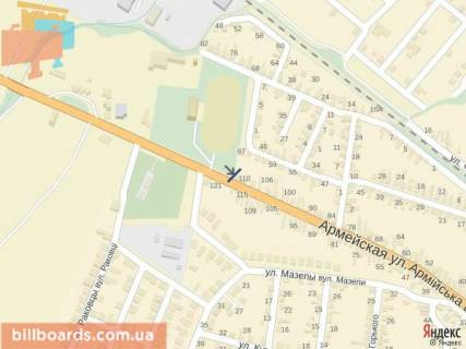 Billboard B in Tyachiv m. Taciv st.Armijs'ka, vizd v misto z storoni m.Hust, Uzgorod, bila stadionu scheme