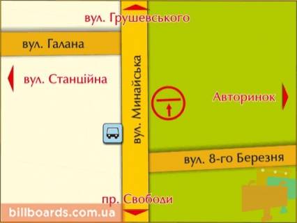 Billboard A in Uzhgorod m.Uzgorod, st. Minajs'ka - Galana (8 berezna) scheme