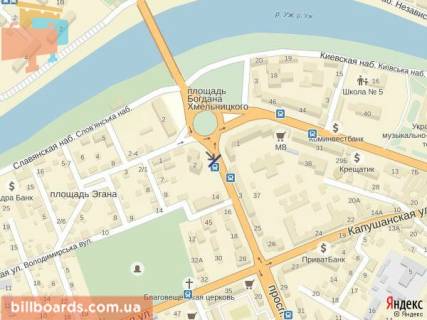 Citylight B in Uzhgorod m.Uzgorod prosp. Svobodi,bila   16-ti poverhivki, Privatbanku, zupinka mis'kogo transportu, posta, svitlofor, pisohidnij perehid,v storonu u-magu Ukraina scheme