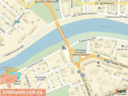 Citylight B in Uzhgorod m.Uzgorod Slov'ans'ka naberezna, bila got.Uzgorod, restoranu Venecia, v storonu transportnogo mostu scheme