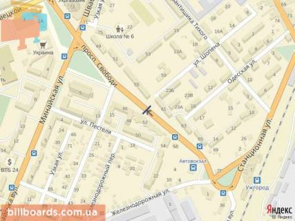 Citylight A in Uzhgorod m.Uzgorod prosp. Svobodi,bila  mag. Anturaz, Zoomagazinu, BEUTY, stah.Prosvita, v storonu 16-ti poverhivki scheme