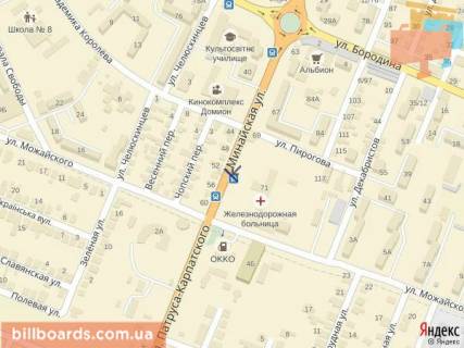 Citylight B in Uzhgorod m.Uzgorod st.Minajs'ka, bila zd likarni, kinoteatru Domion, rest.Safari, avtobusna zupinka, viizd z mista scheme