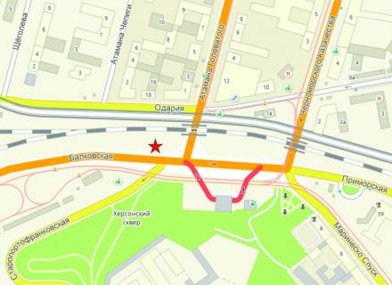 Billboard A in Odessa, 6x3  st. Balkivs'ka / Peresip / Hersons'kij Skver No 3 scheme