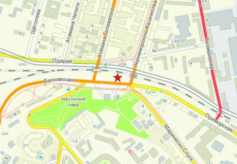 Billboard A in Odessa, 6x3  st. Balkivs'ka / st. Cornomors'kogo Kozactva No3 scheme