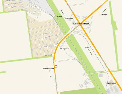 Billboard B in Odessa trasi, 3х6  Z'izd z Klevernogo mostu (20+610km) z boku Kiivs'kogo sose, do Dvoh Stovpiv (Reni, Zatoka, Izmail, Kisinev) scheme