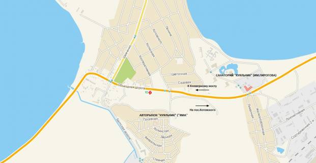 Billboard B in Odessa, 3х6  Ob'izna doroga (10+664km)  - Balts'ka doroga , vid masiva Kotovs'kogo do Klevernogo mostu scheme