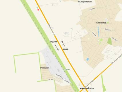 Billboard B in Odessa trasi, 3х6  Odesa-Kiiv (455+115km). Za Klevernim mostom z Odesi , v  Kiev, povorot na Holodnuu Balku scheme