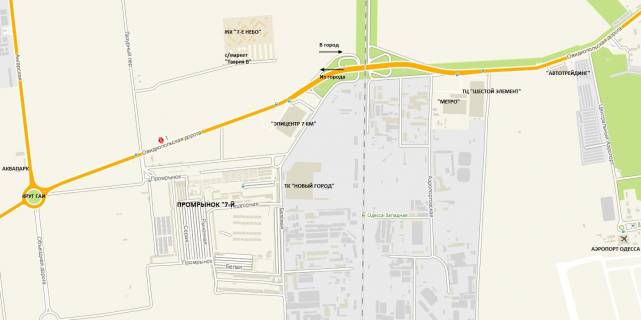 Billboard A in Odessa, 3х6  Ovidiopol's'ka doroga (9+950km) - povorot do promirnku 7km (na svitlofori), z boku mista do kola 7km scheme