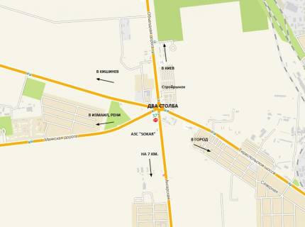 Billboard B in Odessa, 3х6  Ob'izna doroga (23+400km) - Dva Stovpi (AZS Sokar), z Avangarda, Ovidiopola, promrinku 7 km k Klevernomu mostu scheme