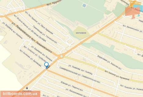 Billboard B in Melitopol Peretin prosp. B.Hmel'nic'kogo / st.Belakova (30 m. vid avtokompleksu "Vodolij") scheme