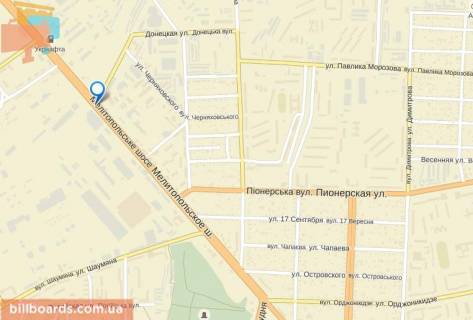 Billboard B in Berdyansk Peretin Melitopol's'ke sose / st.Krups'koi (50 m. vid z/d pereizdu zavodu "Uzgidromas") scheme