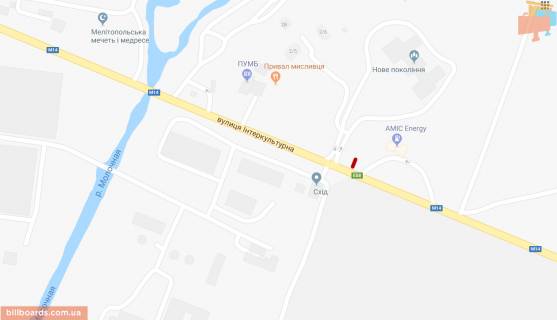 Billboard B in Melitopol st. Dzerzins'kogo (viizd z mista u napramku m. Berdans'k, bila zapravki "Lukojl", trasa E58) scheme