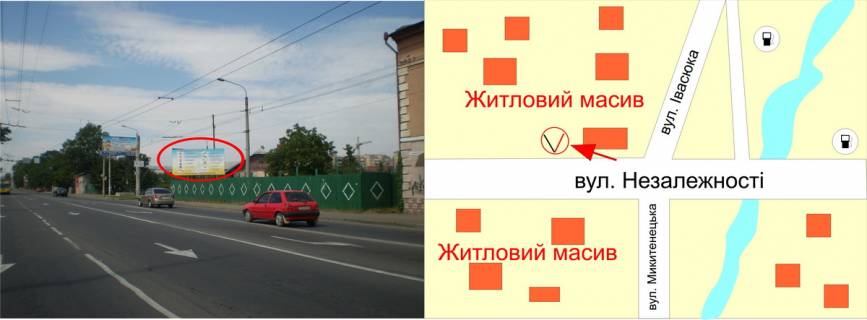 Billboard B in Ivano-Frankivsk highways, 3х6  Tismenic'ka No10 vizd z Ivano-Frankivs'ka scheme