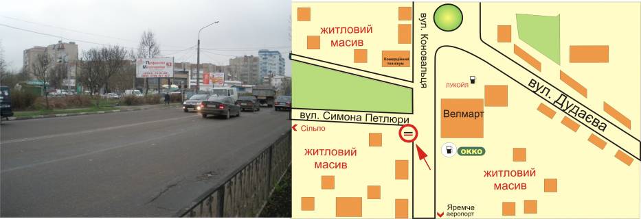 Billboard B in Ivano-Frankivsk, 3х6  Konoval'ca-Petluri perehresta     scheme