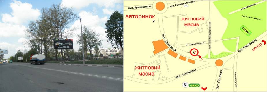 Billboard A in Ivano-Frankivsk, 3х6  Dovzenka (navproti bud.No7) do SM Sil'po scheme