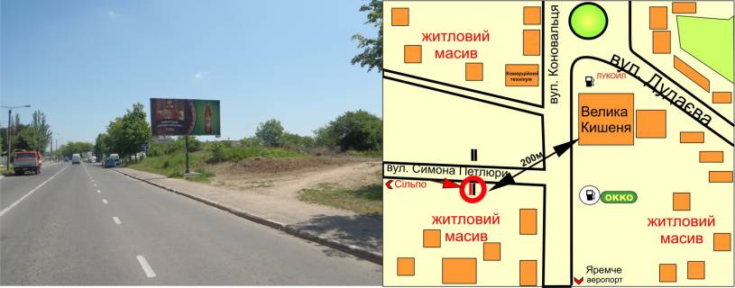 Billboard A in Ivano-Frankivsk, 3х6  Petluri (pered st.Konoval'ca) SM "Velmart"  scheme