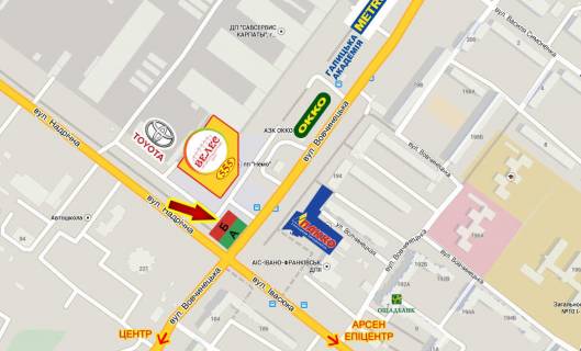 Billboard B in Ivano-Frankivsk, 3х6  Vovcinec'ka-Nadricna  perehresta  Veles, METRO scheme