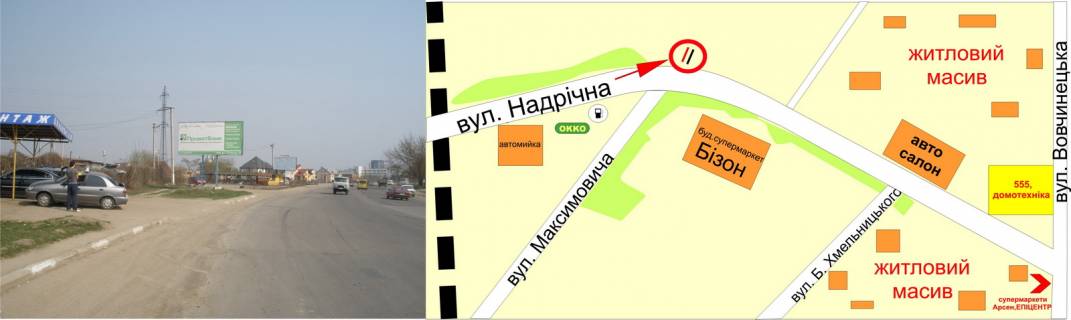 Billboard B in Ivano-Frankivsk, 3х6  Nadricna navproti Maksimovica scheme