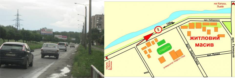 Billboard B in Ivano-Frankivsk, 3х6  Naberezna navproti bud.No28 scheme
