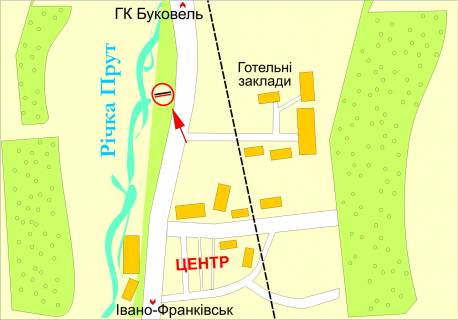 Billboard B in Yaremche, 3х6  st.Svobodi (sanatorij Karpati) No1 scheme