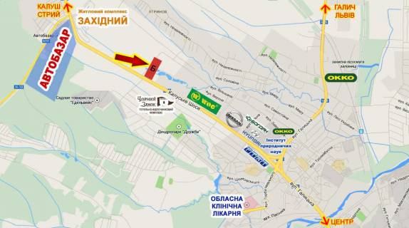 Billboard B in Ugriniv (Ivano-Frankivsk region), 3х6  Kalus'ke sose (got. Cornij Zamok) livij       vizd scheme