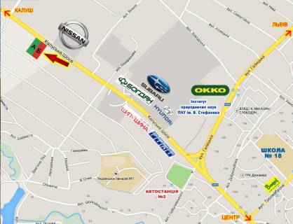 Billboard B in Ugriniv (Ivano-Frankivsk region), 3х6  Kalus'ke sose (pered znakom Ivano-Frankivs'k) navproti Nissan scheme