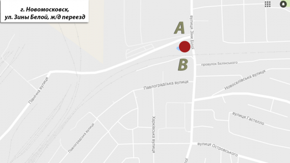 Billboard B in Samar (Novomoskovsk) st. Ziny Beloj, pereezd (navproti bud. No 138 -142) scheme