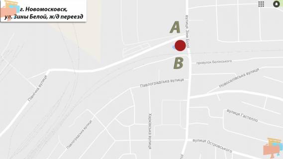 Billboard B in Samar (Novomoskovsk), 3х6  st. Ziny Beloj, pereezd scheme