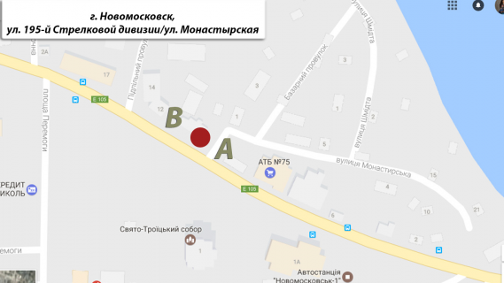 Billboard B in Samar (Novomoskovsk) Bana (vugol st. 195 Strilec'koi divizii ta st.Monastirs'ka) scheme