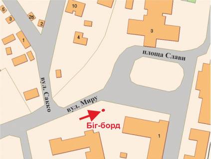 Billboard A in Poltava, 3х6  Slavi pl. (Pivdennij v-l) scheme