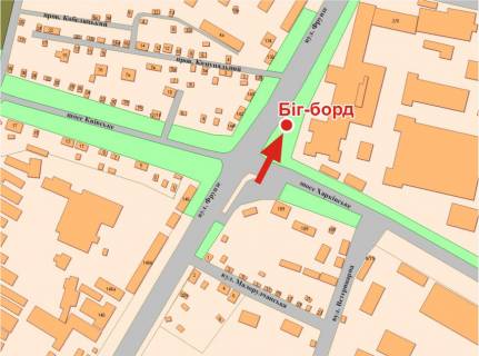 Billboard A in Poltava, 3х6  Evropejs'ka st. (Frunze)(zup. Zavod "Znama") scheme
