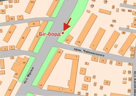 Billboard B in Poltava, 3х6  Evropejs'ka st. (Frunze) ,139 (za zup.Cajkovs'kogo) scheme