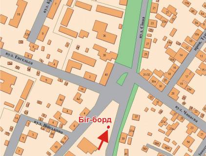 Billboard B in Poltava, 3х6  Sinna st. - O.Goncara st. (Engel'sa)perehr. scheme