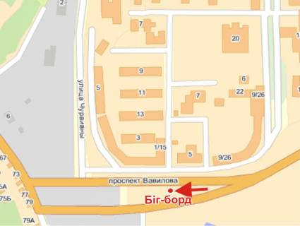 Billboard A in Poltava, 3х6  Vavilova st., 9/26 (z centru) scheme