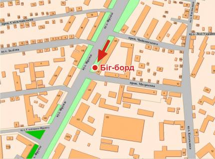 Billboard A in Poltava, 3х6  Evropejs'ka st. (Frunze) - Matrosova st. (perehr.) scheme