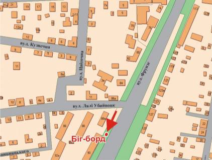 Billboard A in Poltava, 3х6  Evropejs'ka st. (Frunze), 88(zup. Lali Ubijvovk) scheme