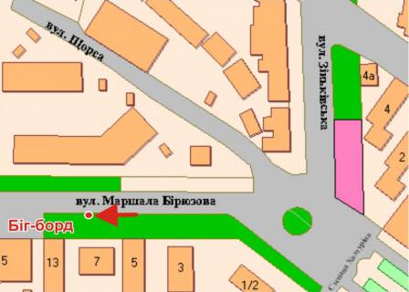 Billboard B in Poltava, 3х6  M.Biruzova st., 7 scheme