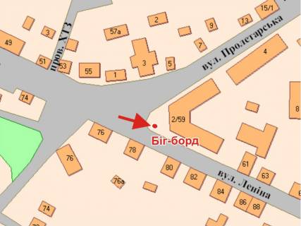 Billboard A in Poltava, 3х6  Nebesnoi Sotni st.(Lenina) - A.Kukobi st.(Proletars'ka)(m-n Stol i Stul) scheme