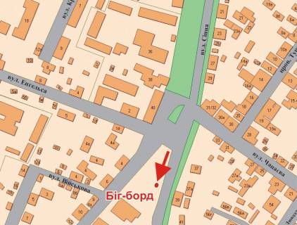 Billboard A in Poltava, 3х6  Sinna st. - O.Goncara st. (Engel'sa)perehr. scheme