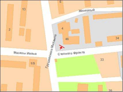 Prismatron, Prism B in Poltava na perekr.st.Stepnogo Frontu,48 i st.Grusevs'kogo ("Motel'") - 122415 scheme