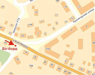 Billboard A in Poltava, 3х6  Nebesnoi Sotni st. (Lenina) ta A.Kukobi st.(Proletars'ka)perehr. scheme