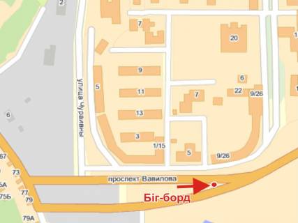 Billboard A in Poltava, 3х6  Vavilova st., 9/26 (v centr) scheme