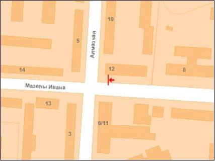 Billboard A in Poltava st.Kalinina, 12/8 (bar "Apel'sin") scheme