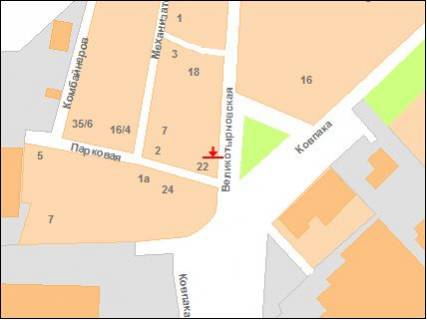 Billboard A in Poltava na perekr. st.V.Tyrnovskaa i st.Parkovaa ("Velika Kisena") scheme