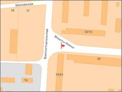 Billboard A in Poltava na perekr. st.V.Tyrnovskaa i st.Kalinina, 10/61 (Avtovokzal) scheme